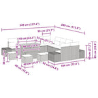 Gartensofa-set mit Kissen 14 pcs Schwarz Poly-Rattan