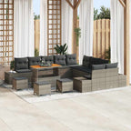 Gartensofa-set mit Kissen 14 pcs Grau Poly-Rattan