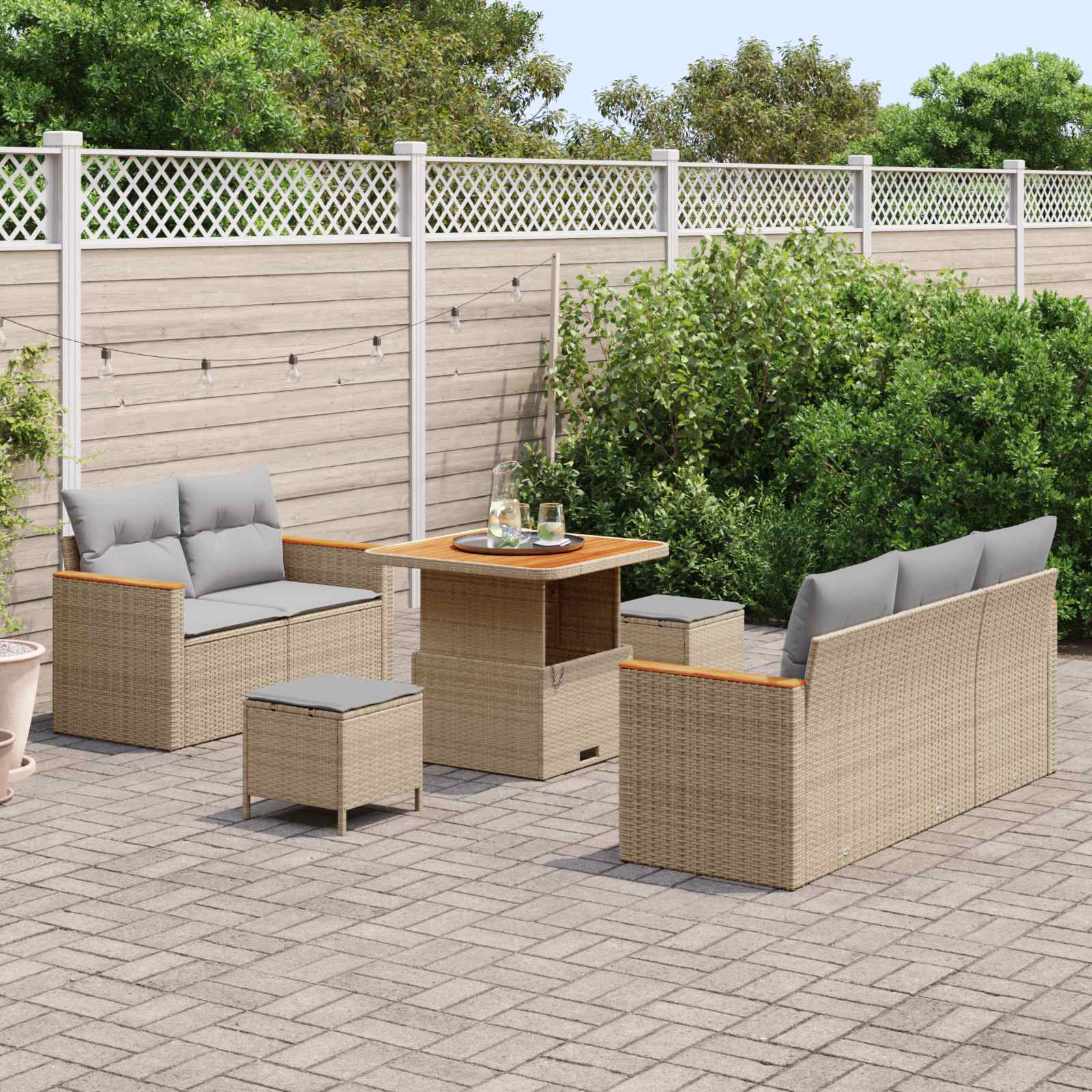 Gartensofa-set 8 pcs Beige Poly-Rattan