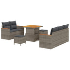 Gartensofa-set 8 pcs Grau Poly-Rattan