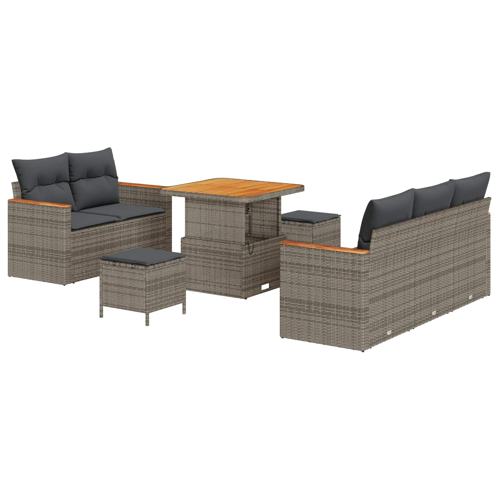 Gartensofa-set 8 pcs Grau Poly-Rattan