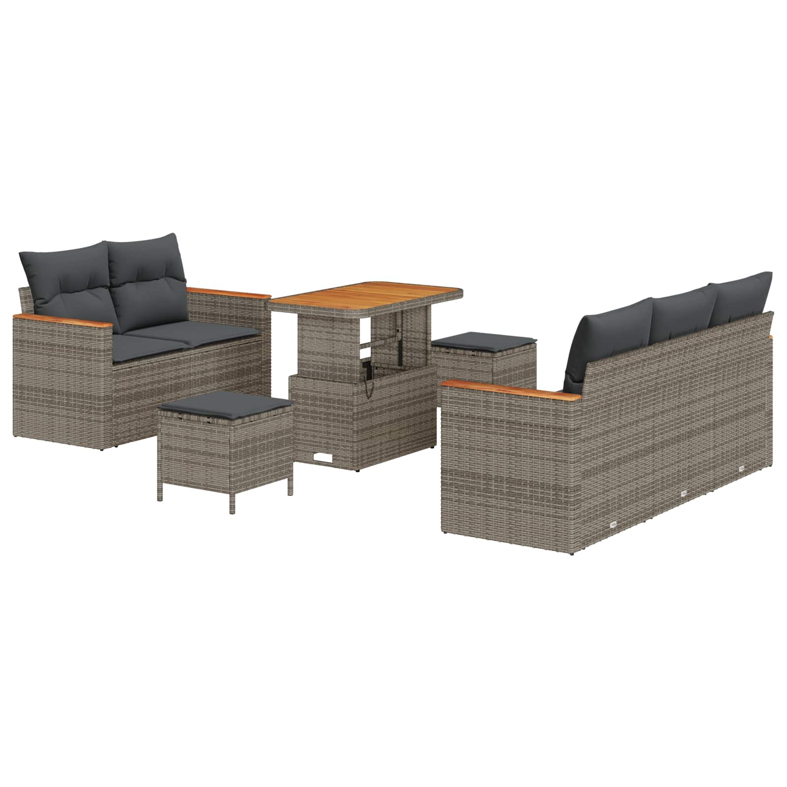 Gartensofa-set 8 pcs Grau Poly-Rattan
