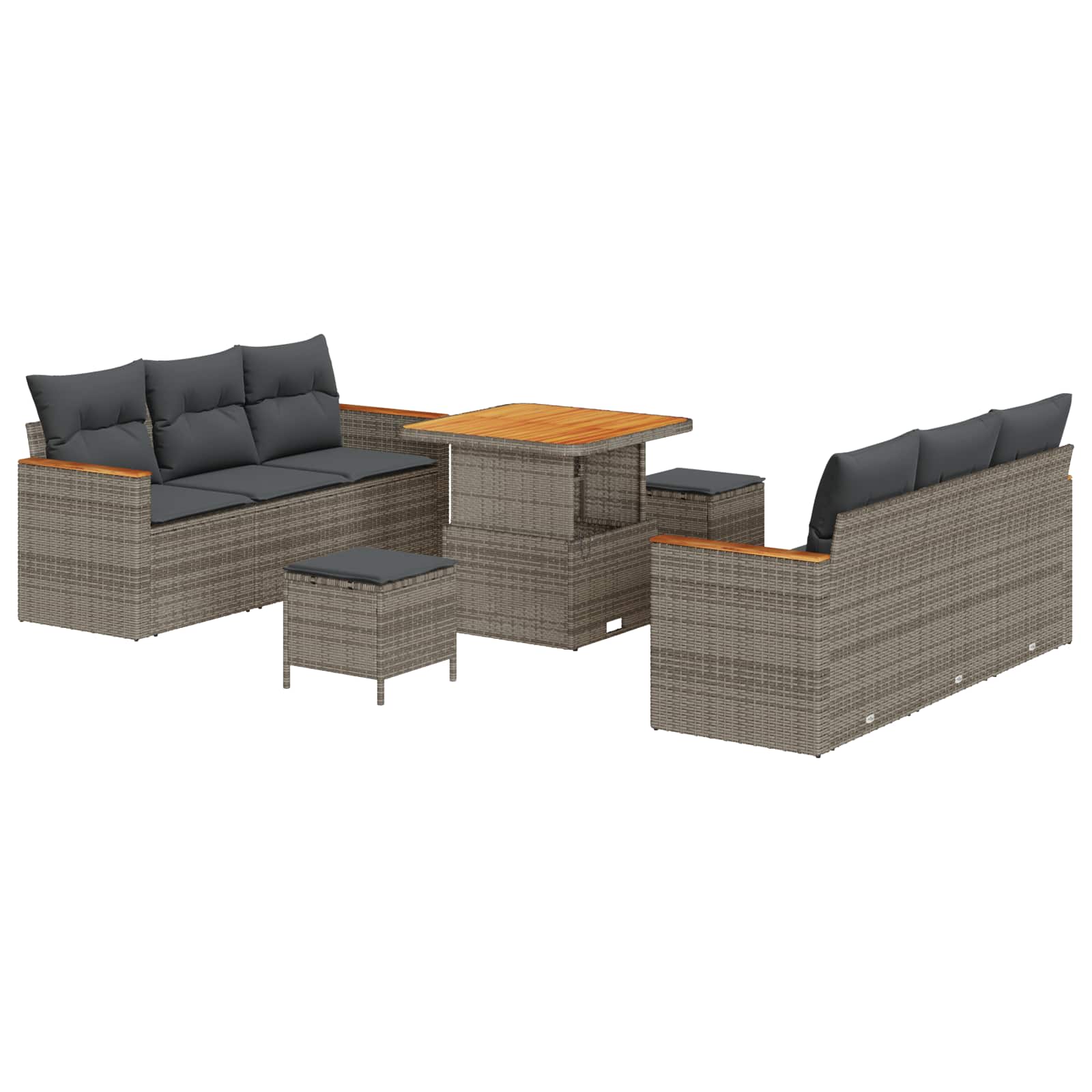 Gartensofa-set 9 pcs Grau Poly-Rattan