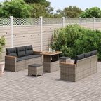 Gartensofa-set 9 pcs Grau Poly-Rattan