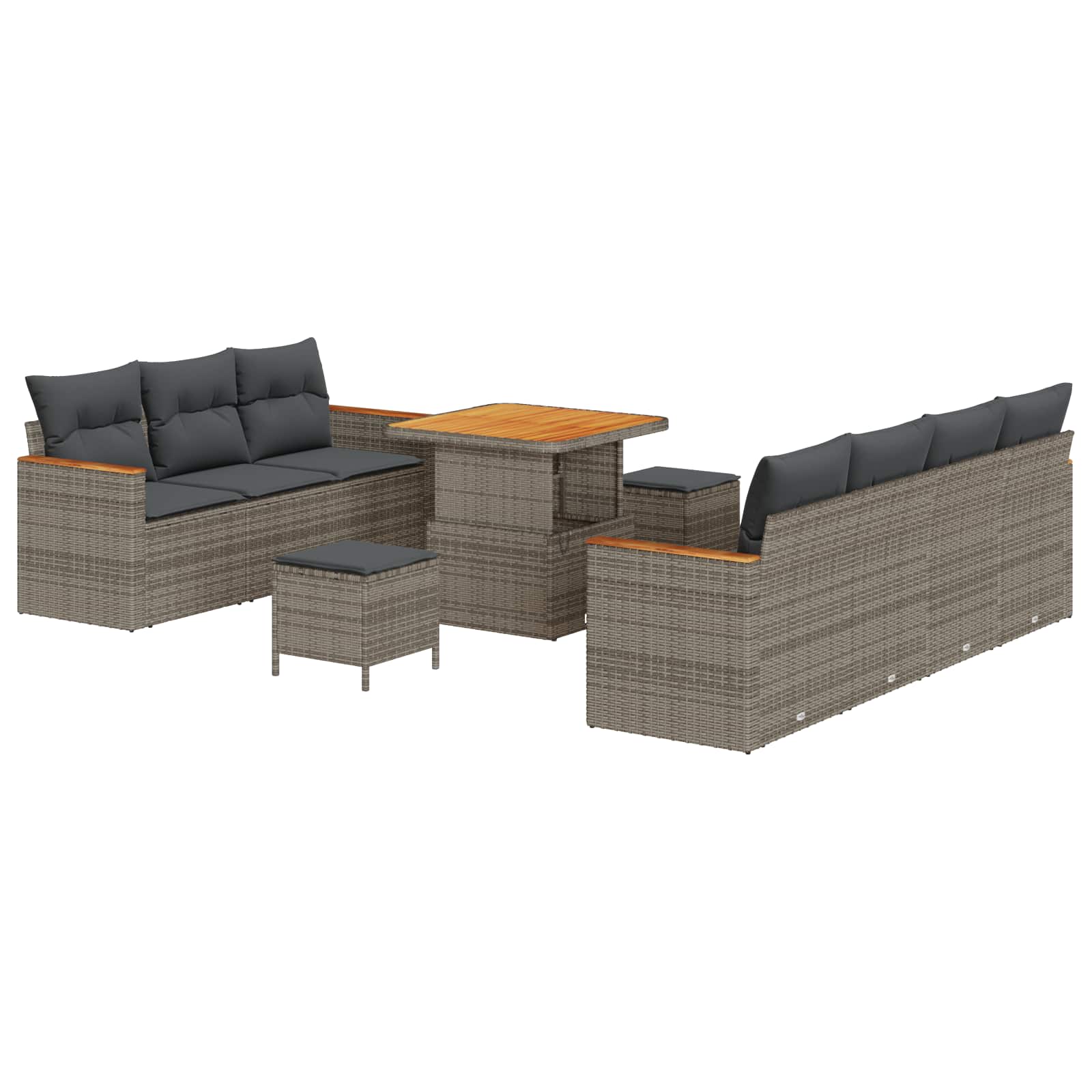 Gartensofa-set 10 pcs Grau Poly-Rattan