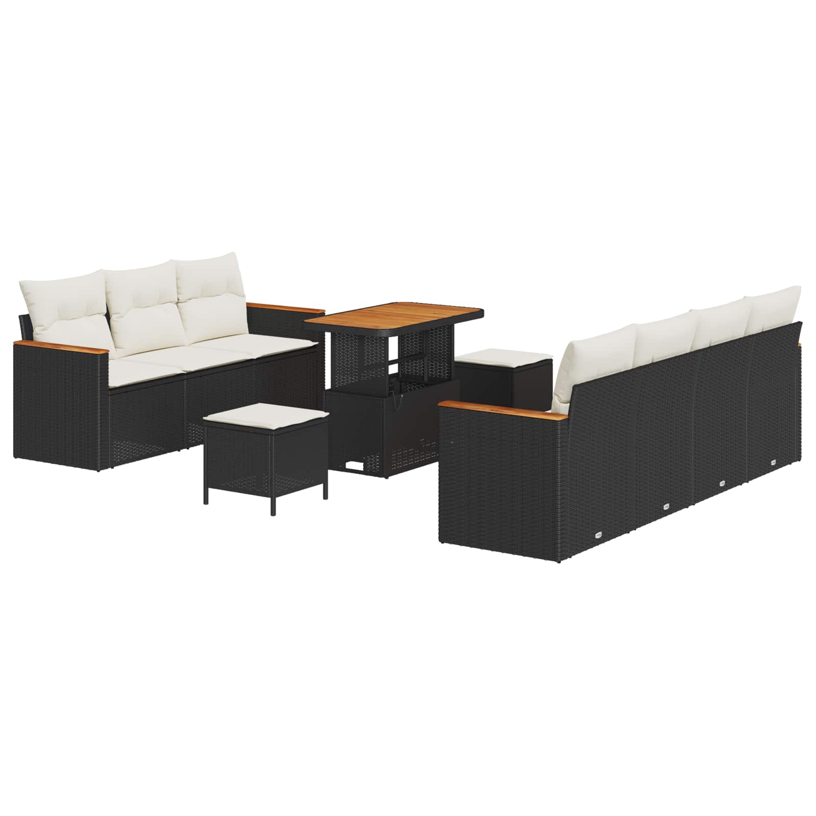 Gartensofa-set 10 pcs Schwarz Poly-Rattan