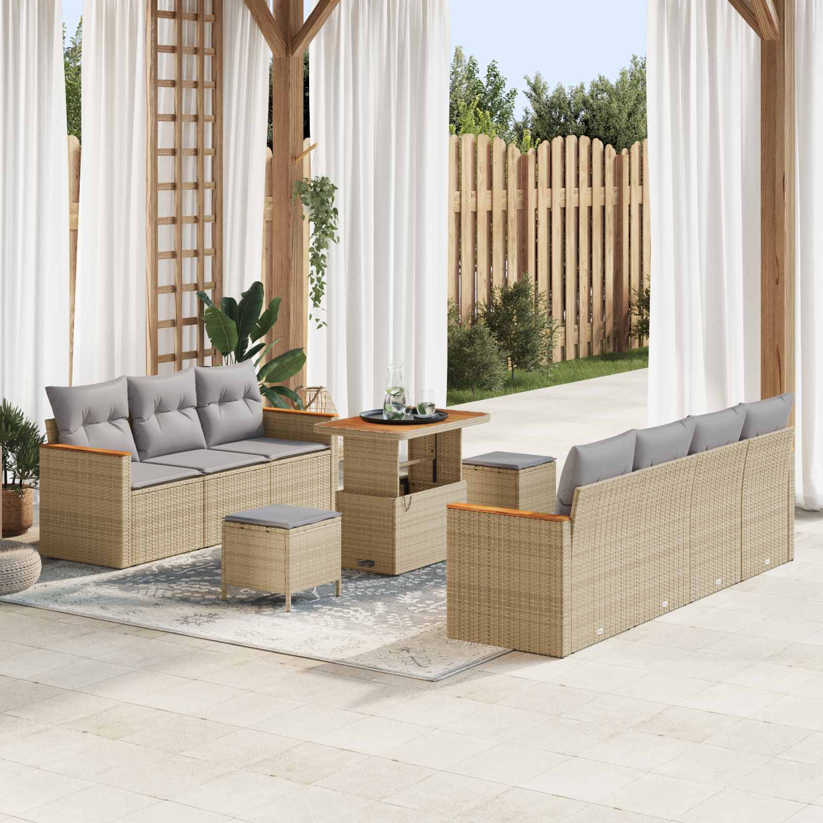 Gartensofa-set 10 pcs Beige Poly-Rattan