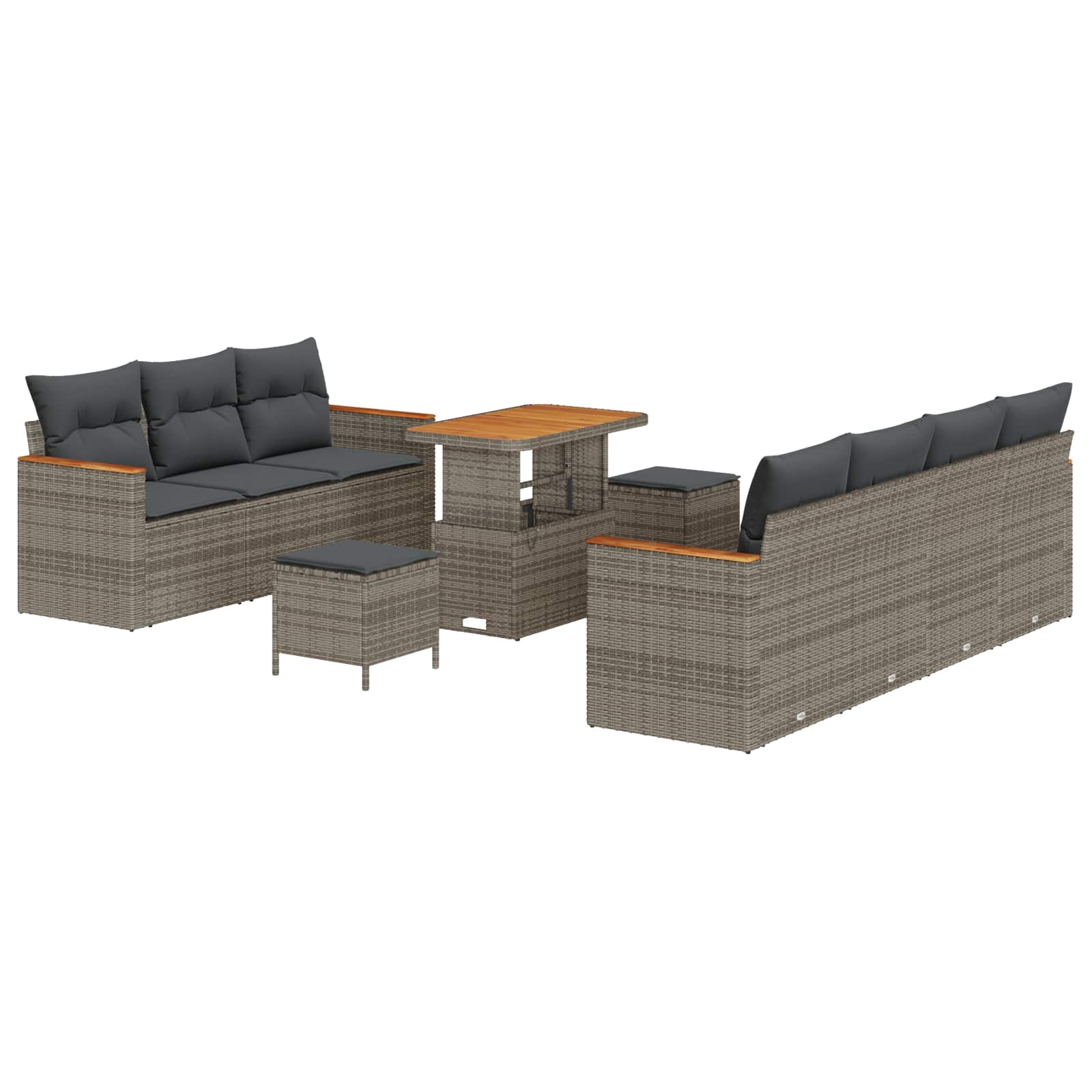 Gartensofa-set 10 pcs Grau Poly-Rattan