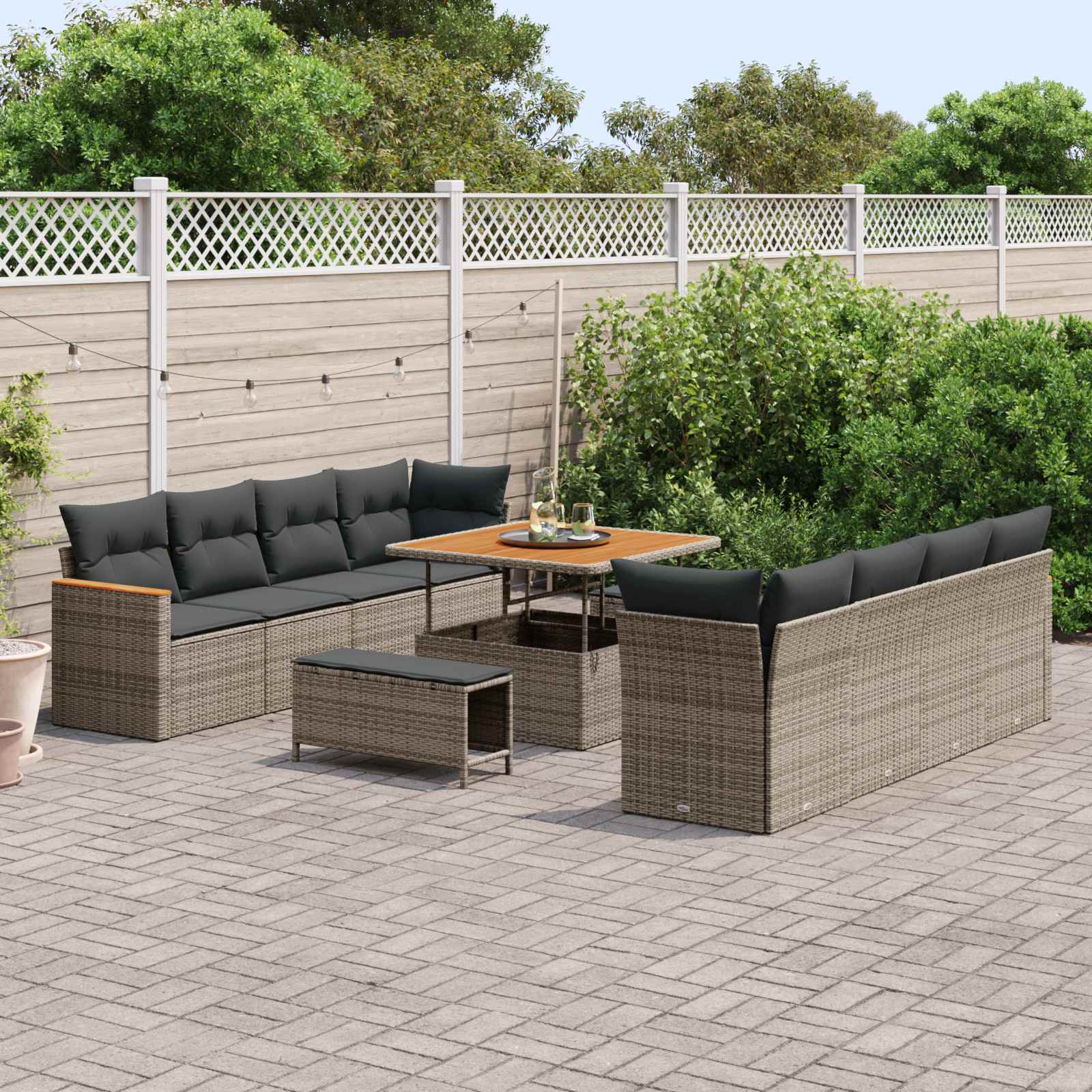 Gartensofa-set 11 pcs Grau Poly-Rattan