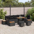 Gartensofa-set 10 pcs Schwarz Poly-Rattan