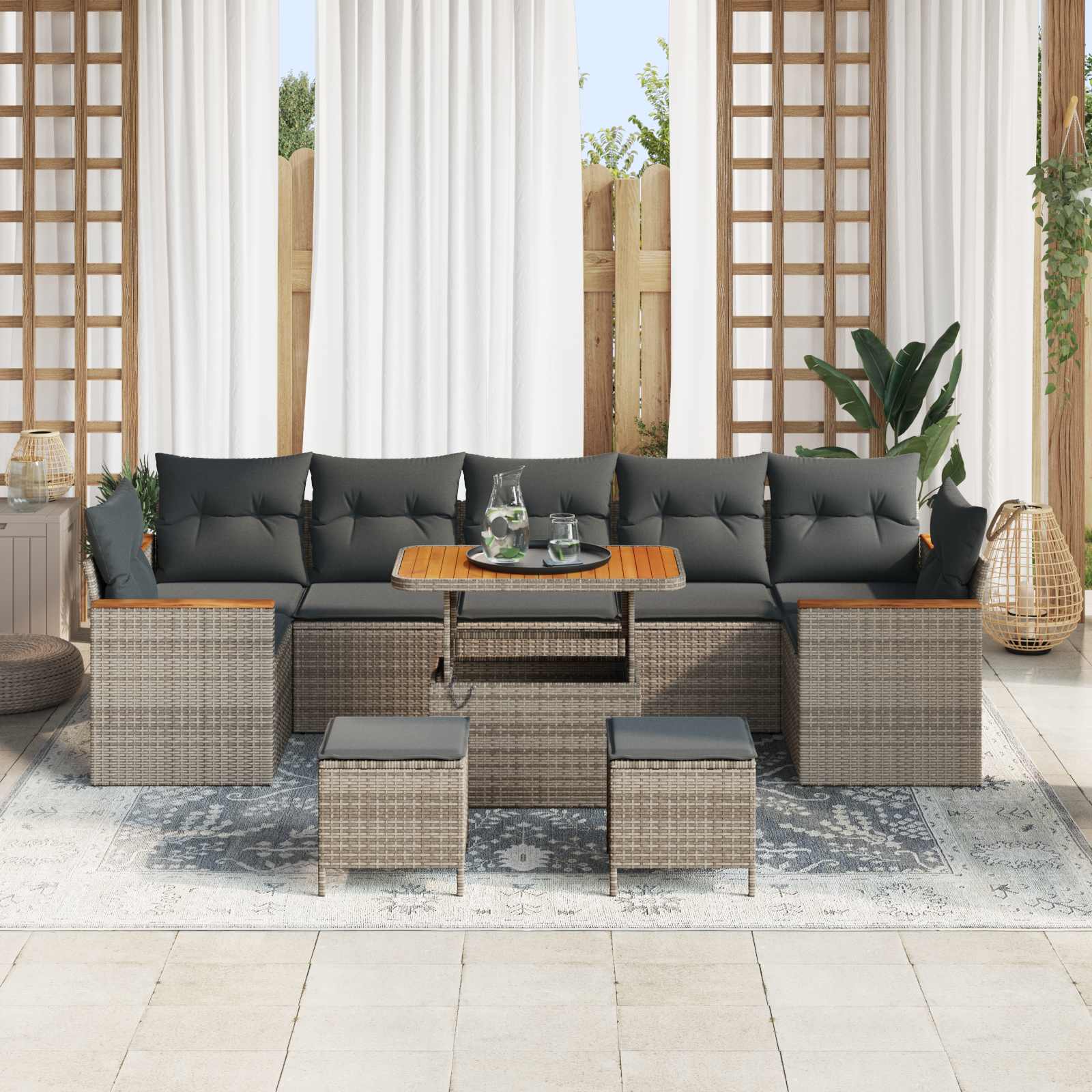 Gartensofa-set 10 pcs Grau Poly-Rattan