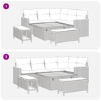 Gartensofa-set 8 pcs Schwarz Poly-Rattan