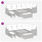 Gartensofa-set 9 pcs Beige Poly-Rattan