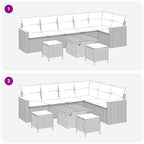 Gartensofa-set 9 pcs Schwarz Poly-Rattan