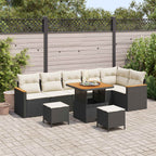 Gartensofa-set 9 pcs Schwarz Poly-Rattan