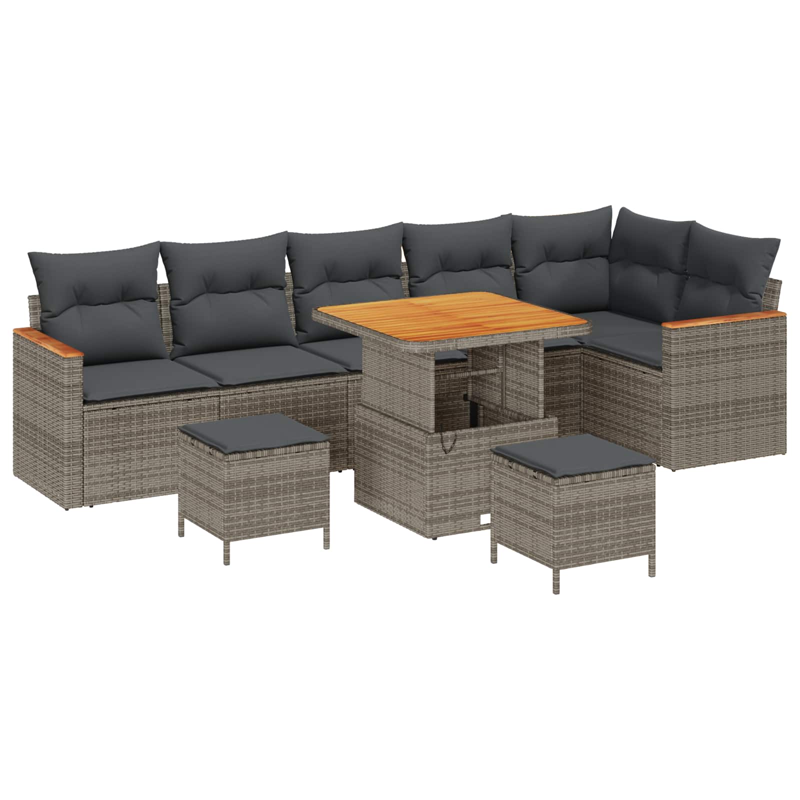 Gartensofa-set 9 pcs Grau Poly-Rattan