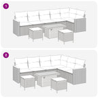 Gartensofa-set 9 pcs Schwarz Poly-Rattan