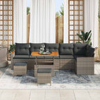 Gartensofa-set 9 pcs Grau Poly-Rattan