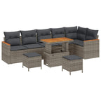 Gartensofa-set 9 pcs Grau Poly-Rattan