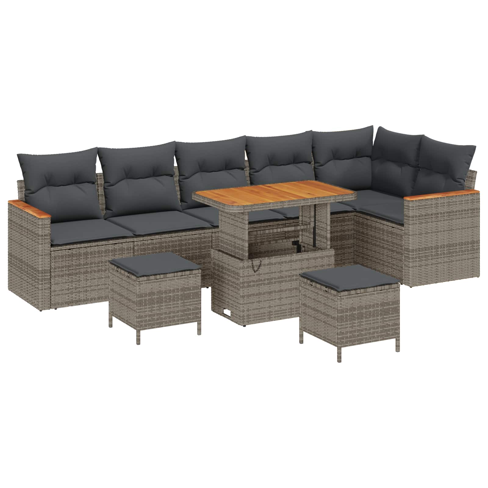 Gartensofa-set 9 pcs Grau Poly-Rattan