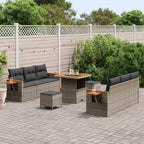 Gartensofa-set 9 pcs Grau Poly-Rattan