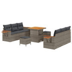 Gartensofa-set 9 pcs Grau Poly-Rattan