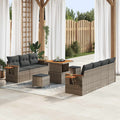 Gartensofa-set 10 pcs Grau Poly-Rattan
