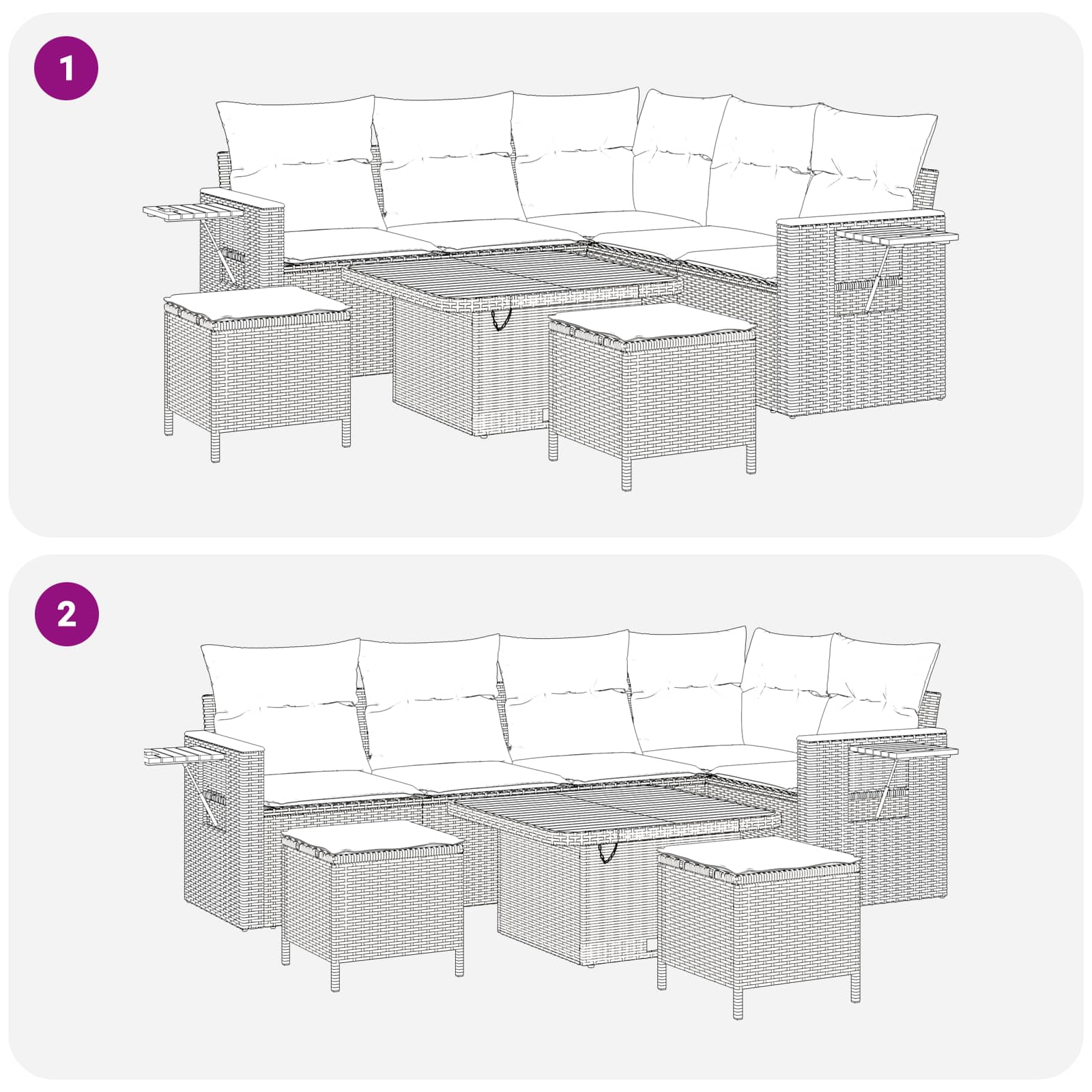 Gartensofa-set 8 pcs Schwarz Poly-Rattan