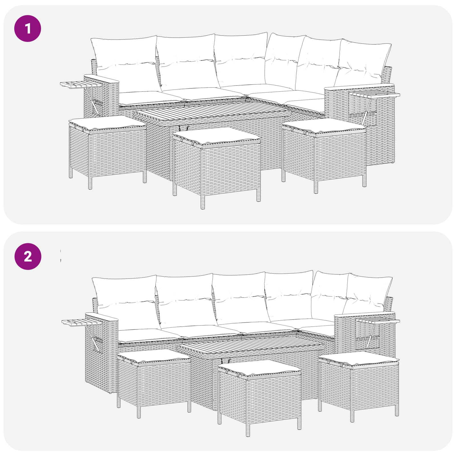 Gartensofa-set 9 pcs Schwarz Poly-Rattan