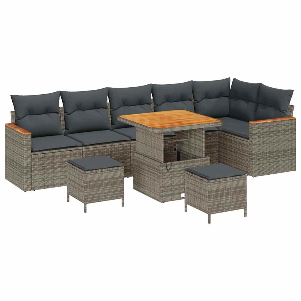Gartensofa-set 9 pcs Grau Poly-Rattan