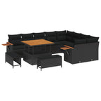 Gartensofa-set 12 pcs Schwarz Poly-Rattan