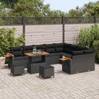 Gartensofa-set 12 pcs Schwarz Poly-Rattan