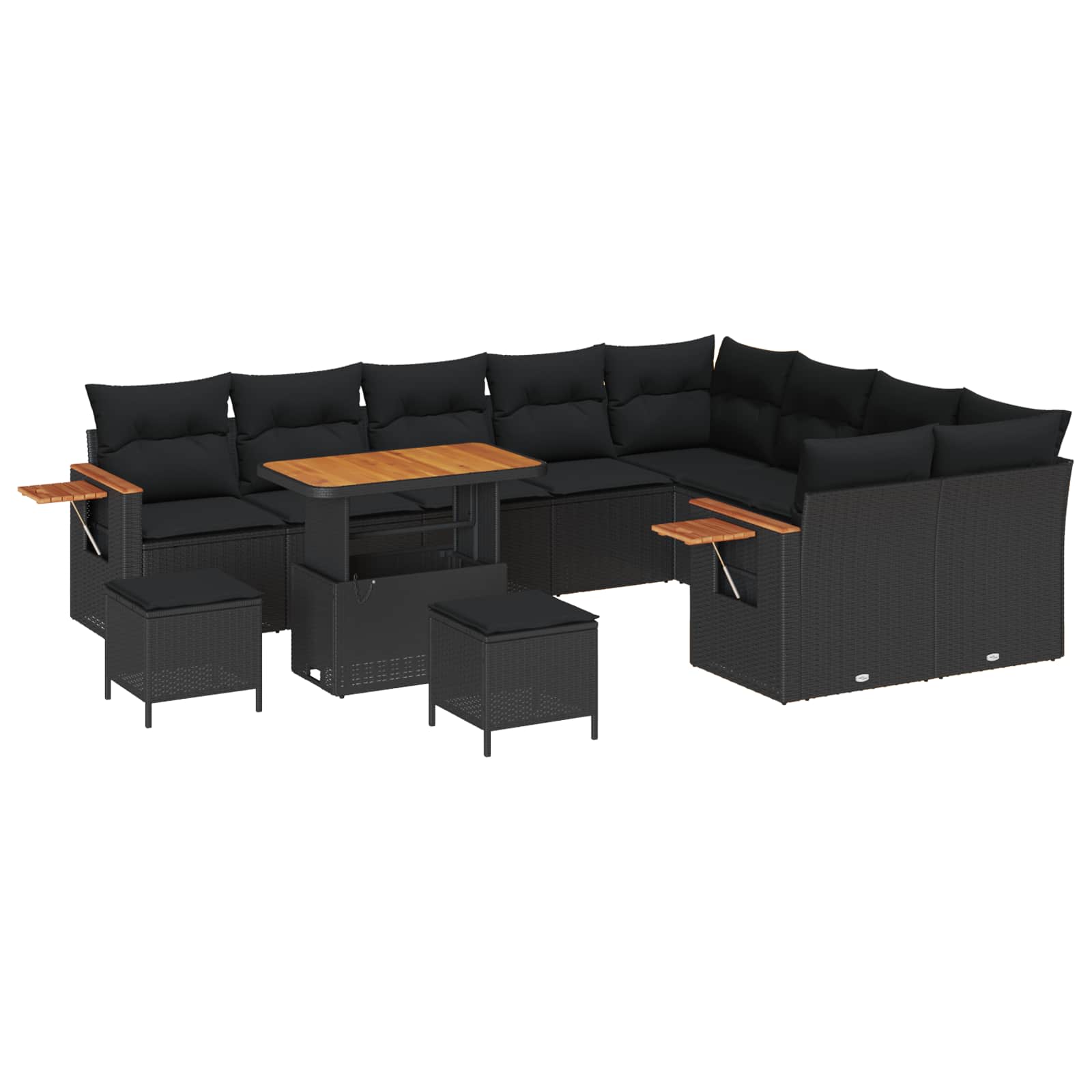 Gartensofa-set 12 pcs Schwarz Poly-Rattan