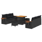Gartensofa-set mit Kissen 9 pcs Schwarz