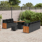 Gartensofa-set mit Kissen 10 pcs Schwarz