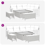 Gartensofa-set mit Kissen 8 pcs Schwarz