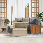 Gartensofa-set mit Kissen 8 pcs Beige und Hellgrau