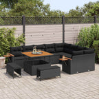 Gartensofa-set mit Kissen 12 pcs Schwarz