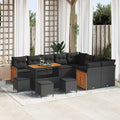 Gartensofa-set mit Kissen 13 pcs Schwarz