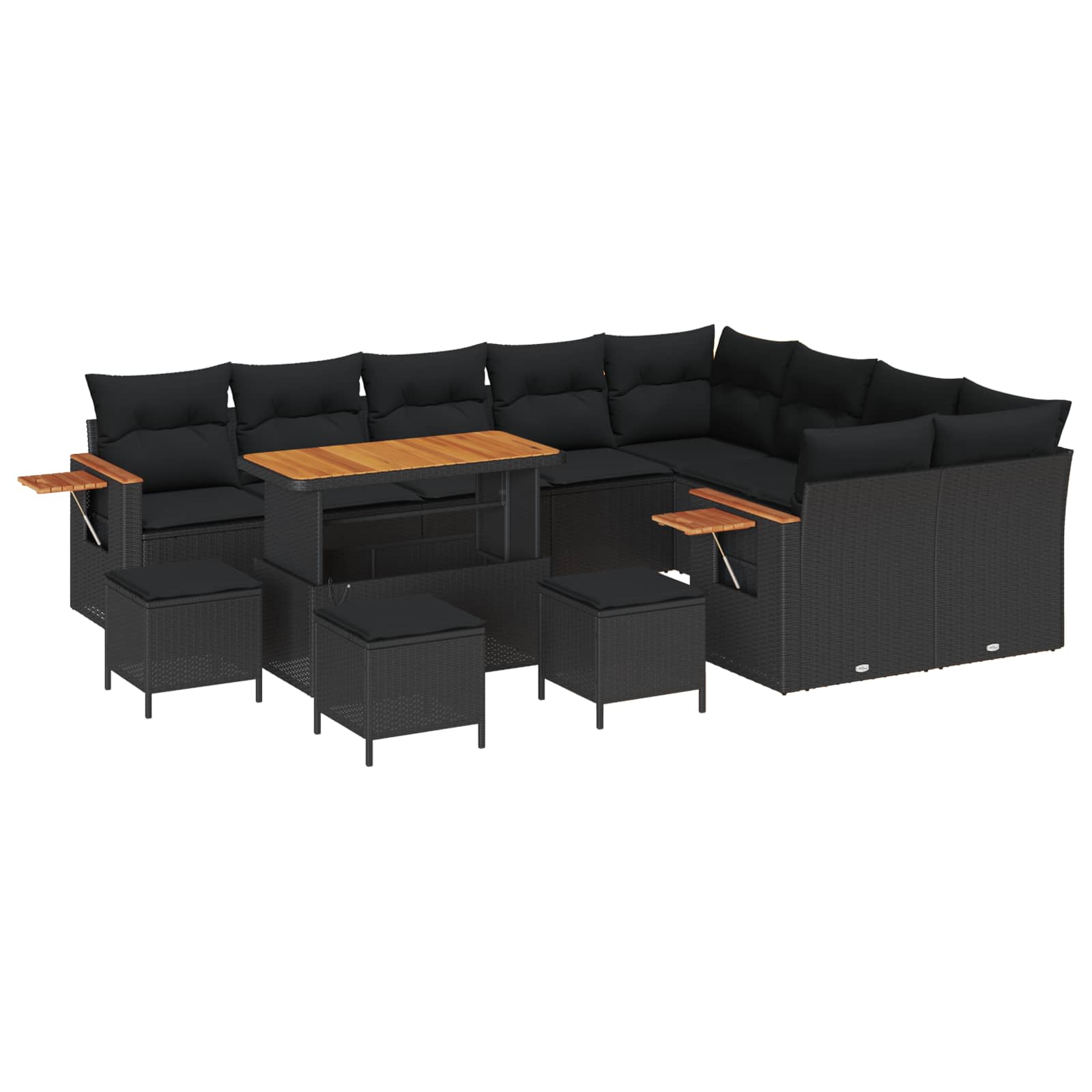 Gartensofa-set mit Kissen 13 pcs Schwarz