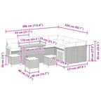 Gartensofa-set mit Kissen 13 pcs Schwarz