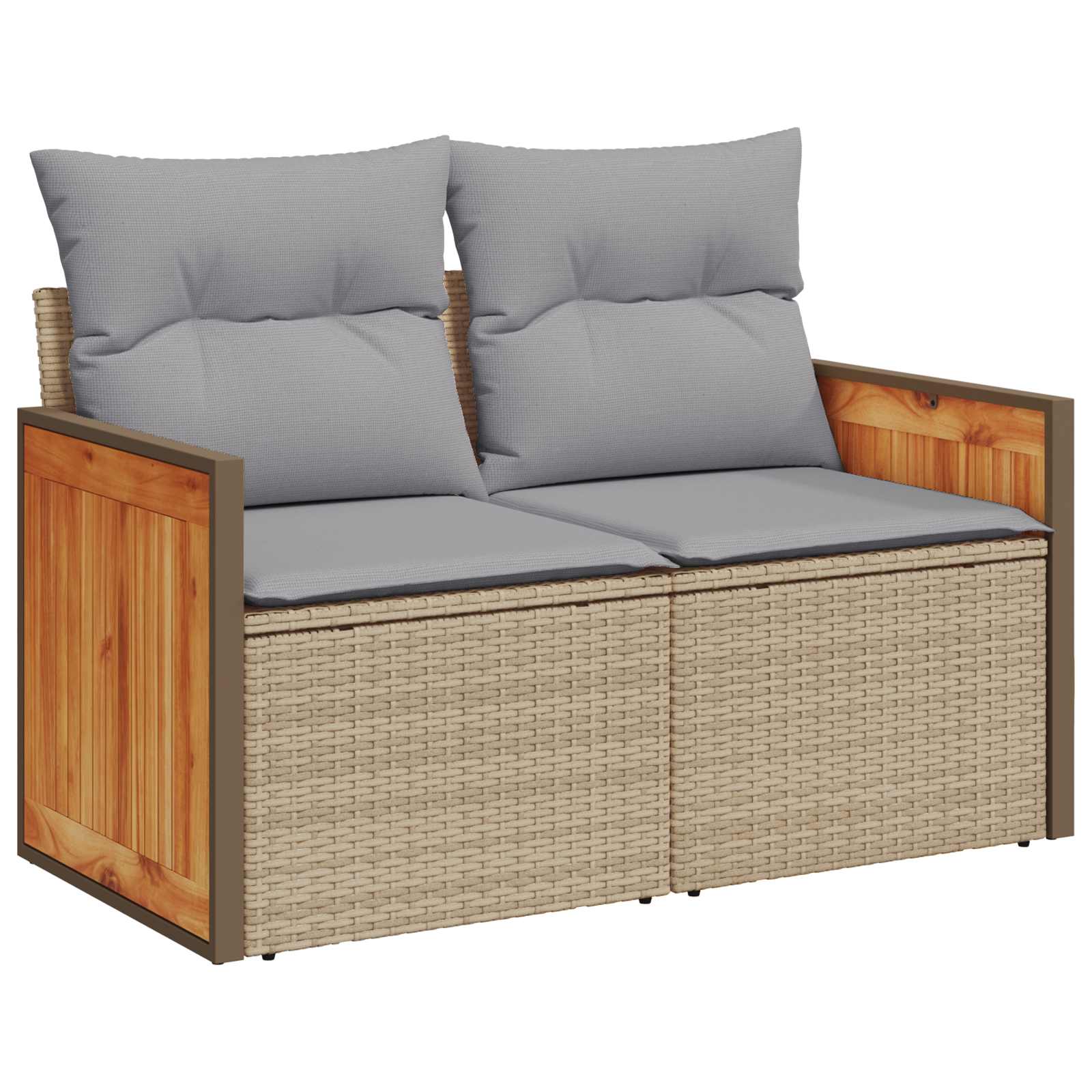 Gartensofa-set mit Kissen 13 pcs Beige und Hellgrau