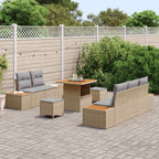 Gartensofa-set mit Kissen 8 pcs Beige und Hellgrau