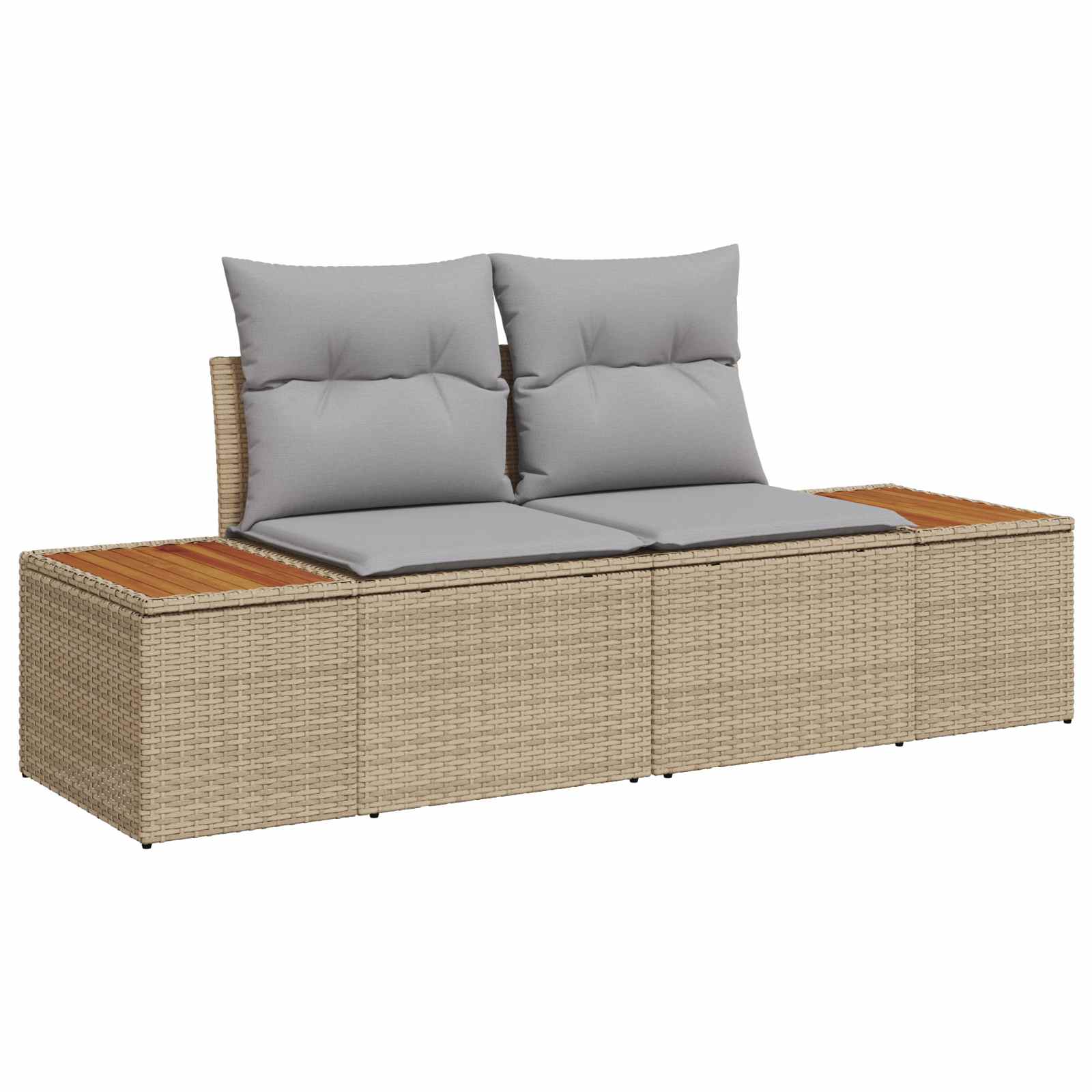 Gartensofa-set mit Kissen 9 pcs Beige und Hellgrau