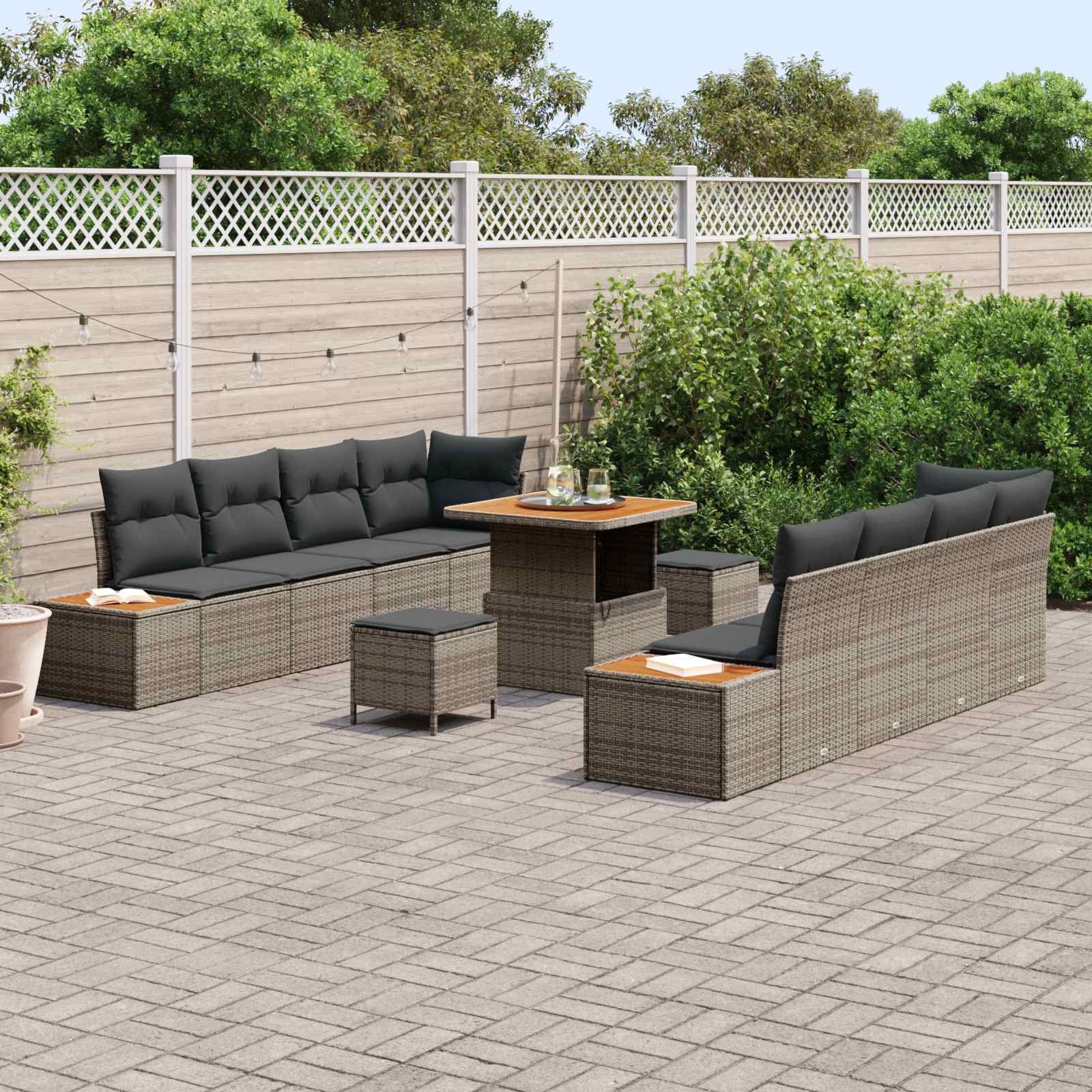Gartensofa-set mit Kissen 11 pcs Grau