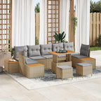 Gartensofa-set mit Kissen 10 pcs Beige und Hellgrau