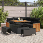 Gartensofa-set mit Kissen 8 pcs Schwarz