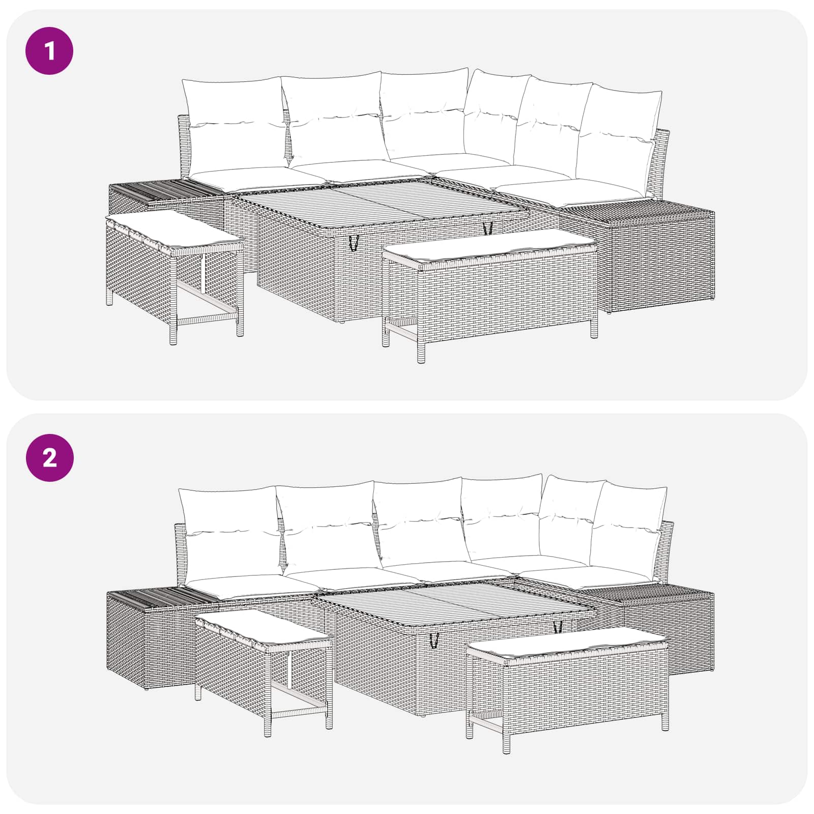 Gartensofa-set mit Kissen 8 pcs Schwarz