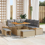 Gartensofa-set mit Kissen 8 pcs Beige und Hellgrau