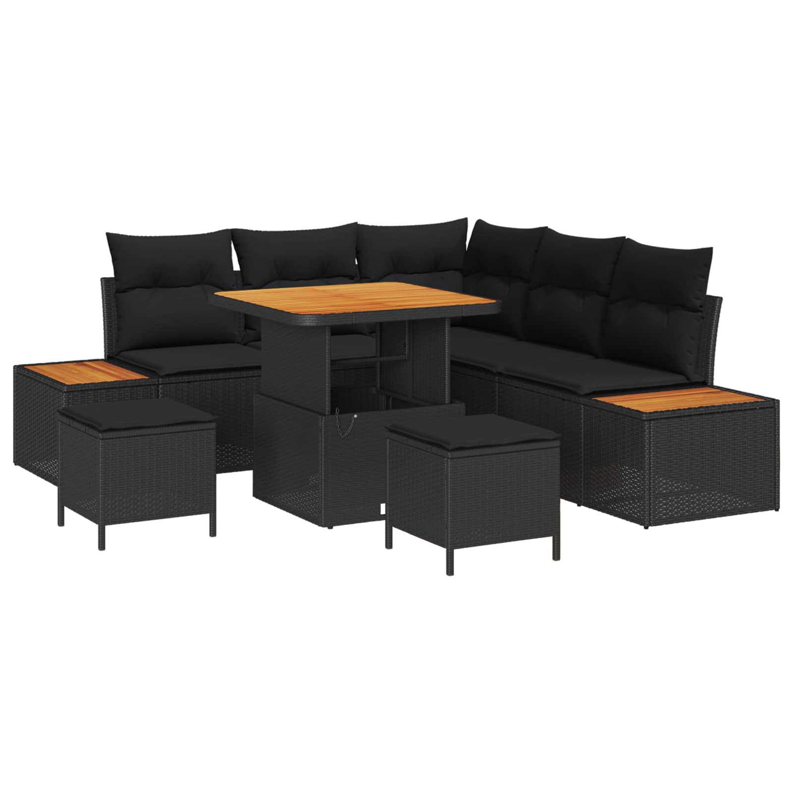 Gartensofa-set mit Kissen 8 pcs Schwarz